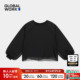 GLOBAL 双层薄纱假两件上衣601358 新款 WORK 卫衣女2026年春季