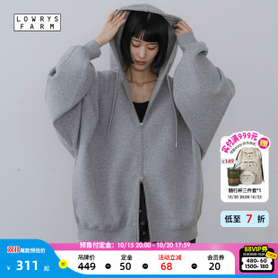 [预售]LOWRYS FARM外套女26秋季新款宽松双向拉链连帽卫衣452864