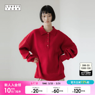 气质POLO领套头衫 LOWRYS 新款 女2026春季 648323 FARM针织衫