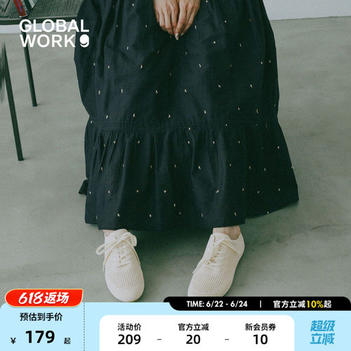 GLOBAL WORK 休闲鞋女2026新款纯色网面舒适系带平底鞋650688