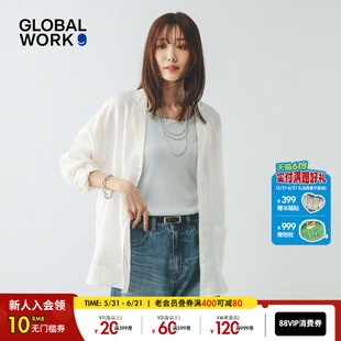 GLOBAL WORK 衬衫女2026夏季新款轻薄亚麻长袖上衣开衫599628