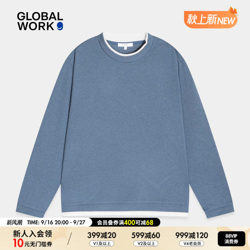 GLOBAL WORK T恤男2026秋季新款慵懒松弛感圆领长袖上衣1051166