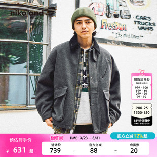 and 翻领长袖 ...外套男2025冬季 巴恩风猎装 夹克服492860 新款 niko