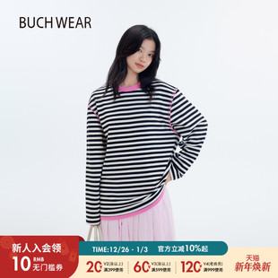 日系基础条纹长袖 T恤女2025秋冬新款 上衣602643 WEAR BUCH