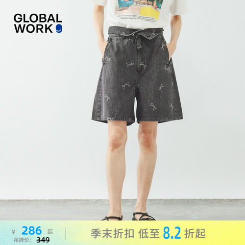GLOBAL WORK 牛仔裤女2026夏季新款日系少女风高腰五分裤637359