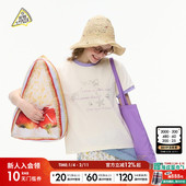 新款 SEE 休闲可爱海洋印花上衣497597 PIZZA T恤女2025夏季 YOU