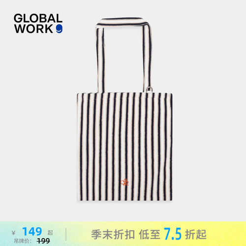 GLOBAL WORK 包袋女2026新款条纹通勤出行大容量提包629813