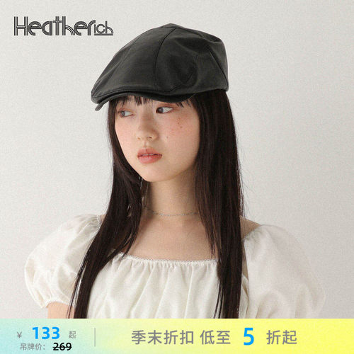 Heatherich 帽子女2025新款复古潮流高级英伦风报童帽578334