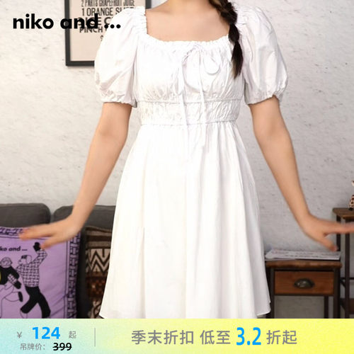 公主风方领收腰裙子 仙气灵动优雅