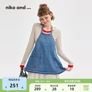 新款 niko and ...吊带女2026夏季 叠穿挂脖棉质牛仔上衣633790 个性