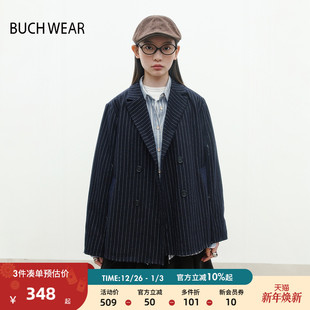 气质流行拼接条纹西装 女2025年春秋新款 外套323988 WEAR西装 BUCH