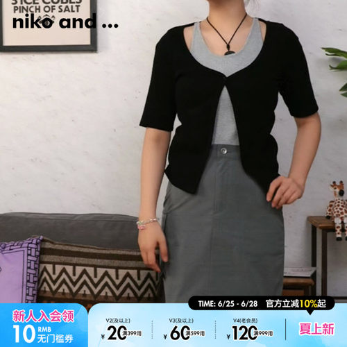 nikoand...设计感小众叠穿短袖