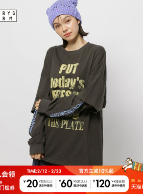 FISHS EDDY T恤女2026春季新款棉质假两件长袖休闲上衣600611