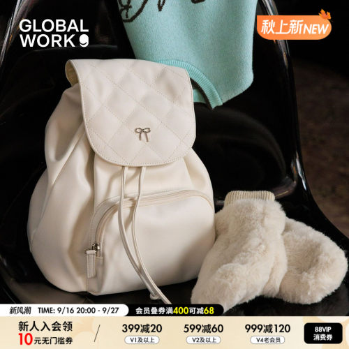 GLOBAL WORK 包袋儿童2026新款蝴蝶结抽绳轻便PU双背包1063725