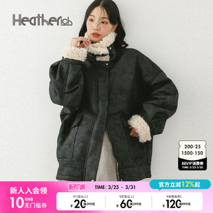 Heatherich外套女2025冬季 日常休闲复古巴恩风夹克服598821 新款