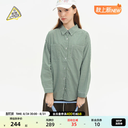 翻领格子衬衫 复古格纹百搭