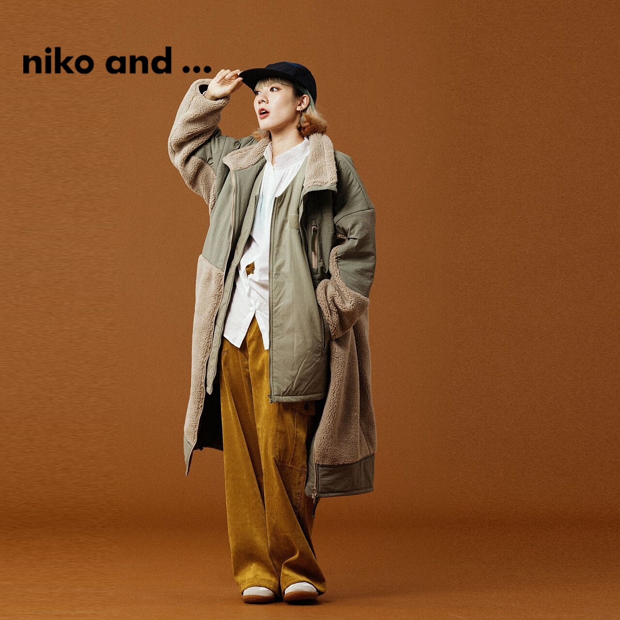 niko and ...【博主同款】棉服女2023冬季新款仿羊羔绒外套986261