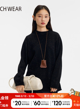 BUCH WEAR毛衣女2025冬季新款慵懒复古翻边圆领针织衫621070