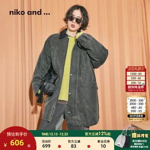 and 复古猎装 ...外套女2025冬季 中长款 夹棉夹克494469 新款 niko