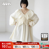 新款 LOWRYS FARM连衣裙女2026春季 木耳边宽松中长裙639589