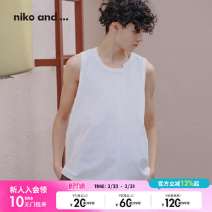 新款 ...背心男2025夏季 时尚 无袖 打底430747 niko 圆领休闲男士 and