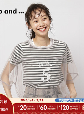 niko and ...T恤女夏季新款时尚宽松薄纱元气日系上衣122120