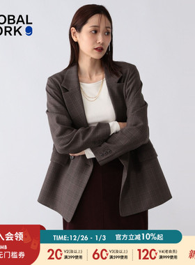 GLOBAL WORK 外套女2025冬季新款气质纯色修身通勤西装587828