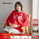 and ...卫衣女2025冬季 新款 niko 简约红色宽松印花长袖 上衣607043