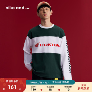 休闲拼色棉质长袖 niko 新款 ...Honda系列2025冬季 上衣602431 and