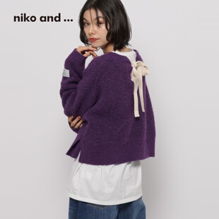 niko and ...WILLIAM系列2025冬季新款甜美系带针织毛衣600947
