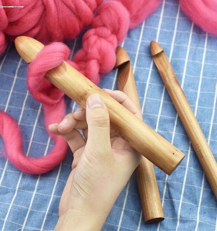工具原木特粗钩针20MM25MM超粗线冰岛毛线地毯布条线家居