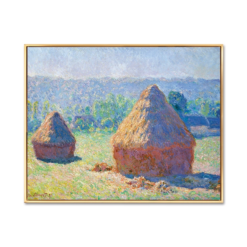 莫奈干草垛装饰画酒店油画墙挂画印象派世界名画卧室过道玄关定做
