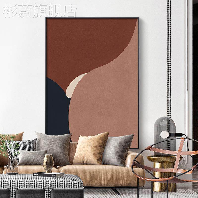 网红大客厅沙发兰景墙装画饰现代简约挂画莫迪色背抽象个性幅落地