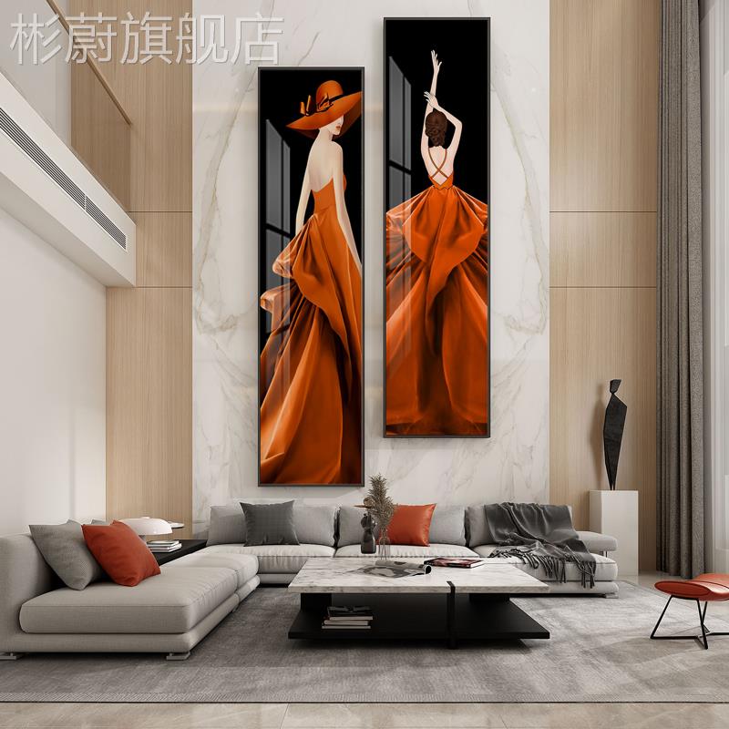 网红欧式现代玄画关装饰美女人物客厅发背景墙过道挂画卧室晶沙瓷图片