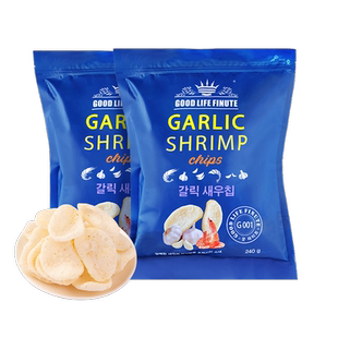 【超值推荐】FINUTE趣莱福蒜味虾片进口一大包零食包240g韩国进口