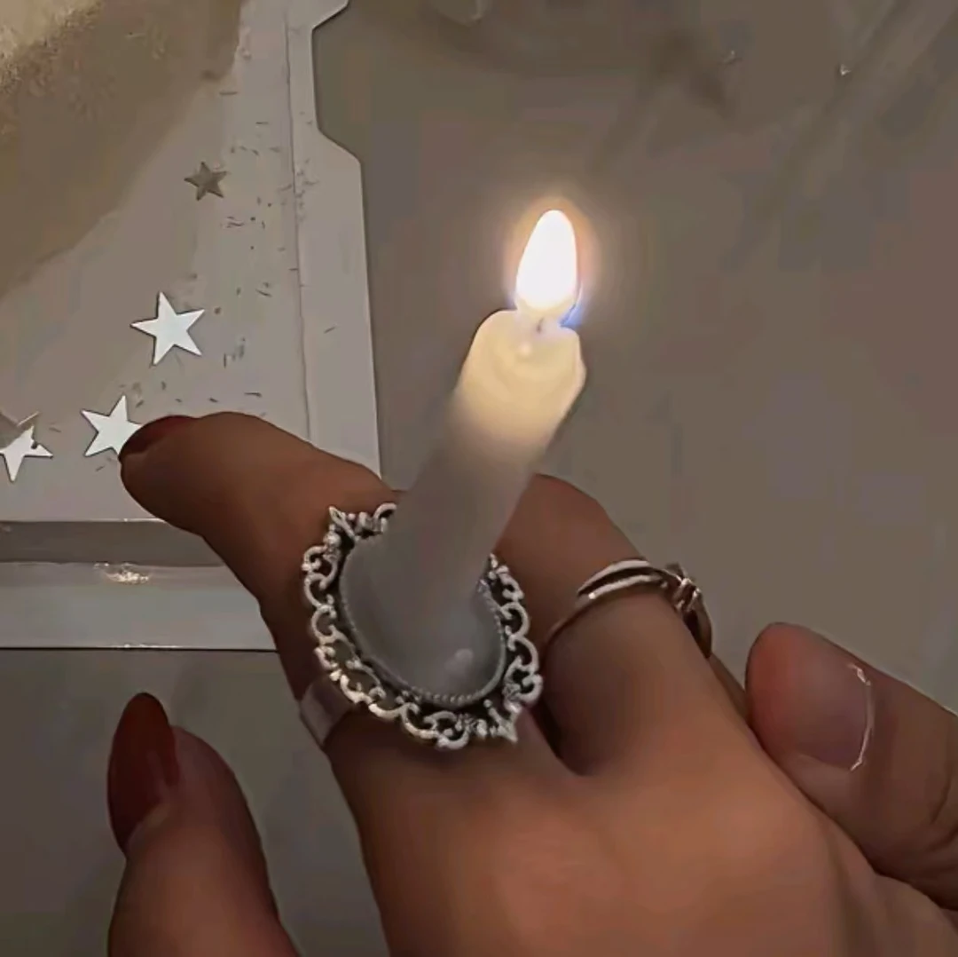 创意蜡烛戒指小众ins风饰品高