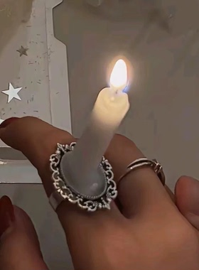创意蜡烛戒指小众ins风饰品高