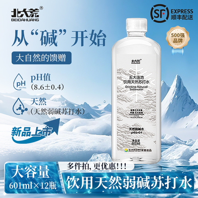 北大荒天然弱碱苏打水601ml*12瓶五大连池天然冷泉苏打水碱性水