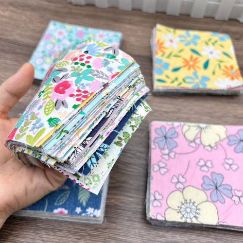 田园花卉斜纹小方布10*10cm