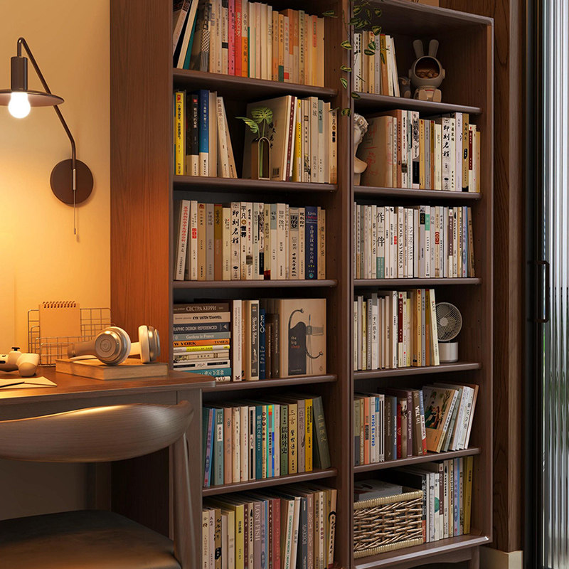 泊逸书桌书柜一体落地实木靠墙收纳储物柜现代客厅组合书架置物架,住宅家具,组合书柜,淘宝优惠券,粉丝福利购,淘宝优惠卷