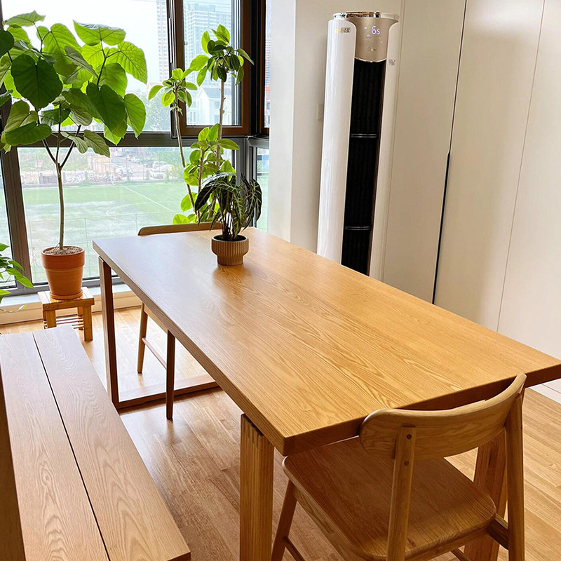 泊逸开放式书房桌拓元全实木客厅大长书桌儿童阅读学习写字娱乐桌