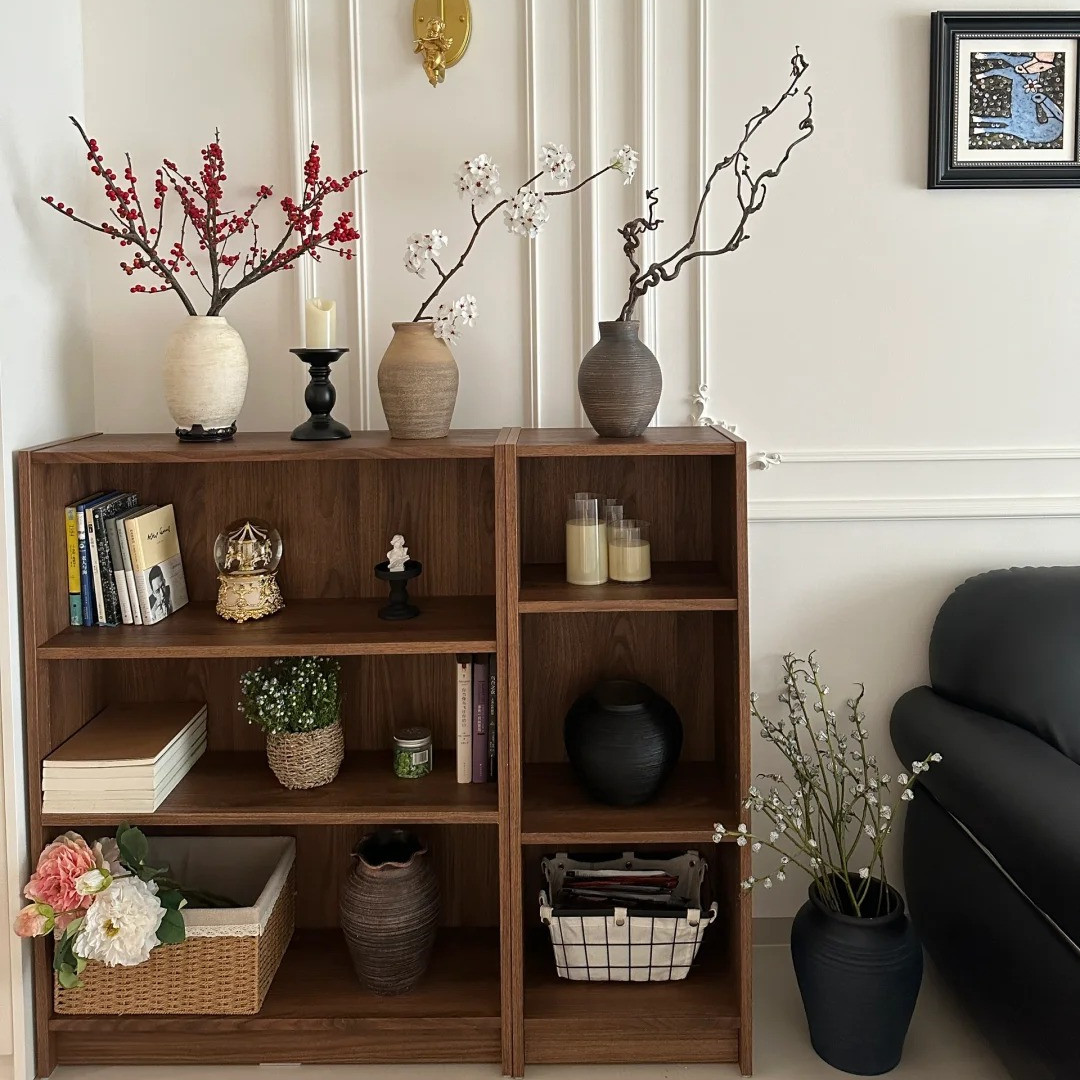 泊逸简约风墙边小窄柜组合书柜