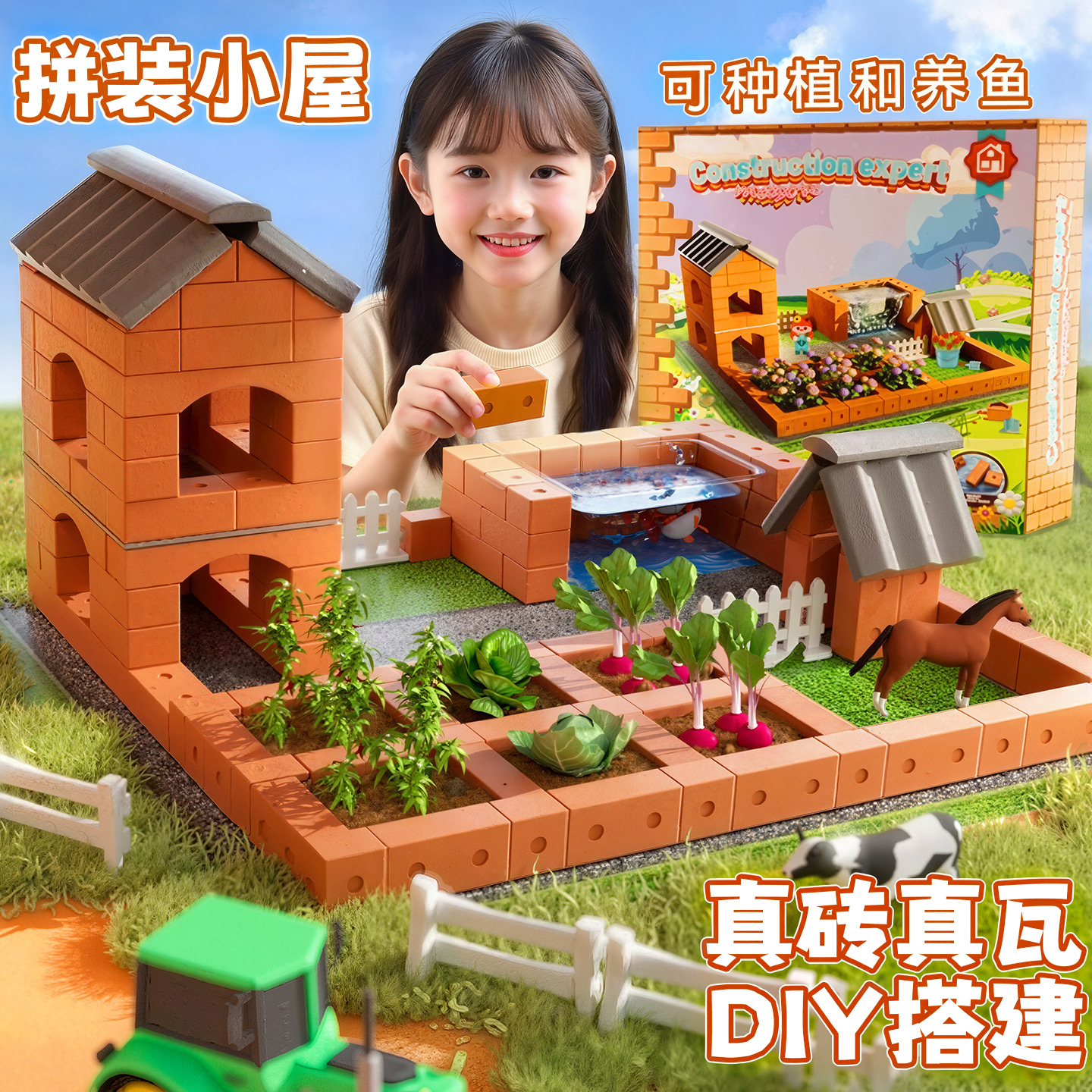 手工diy小屋真砖泥瓦匠盖房子