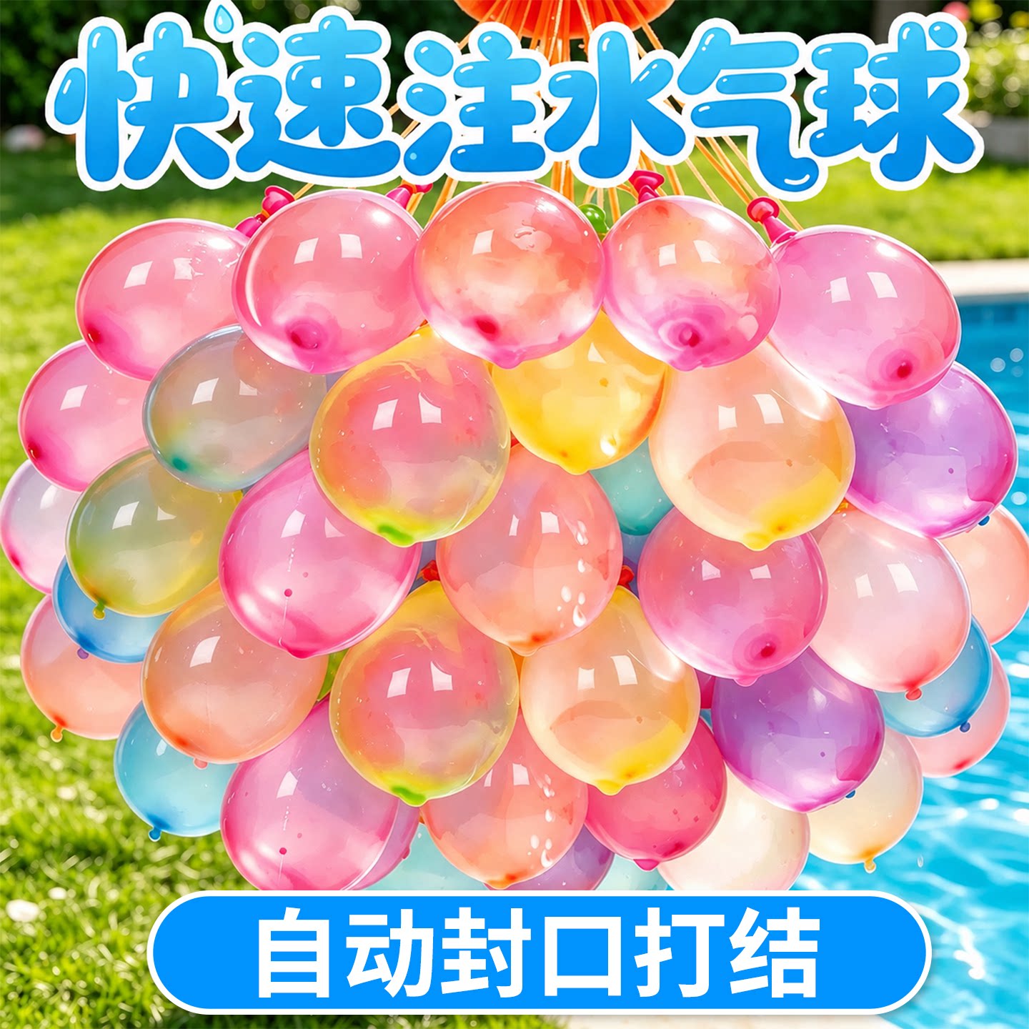 水气球儿童快速灌注充水器自动打结水球气球补充装打水仗神器装备 - 实物图