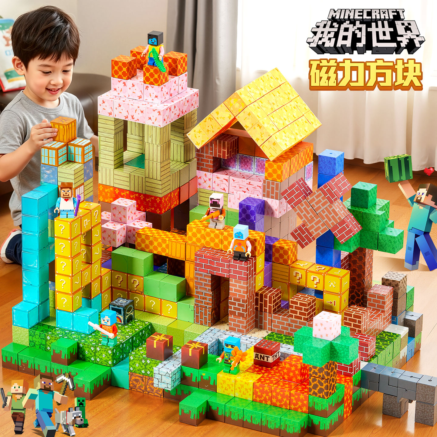 我的世界磁力方块积木全套玩具