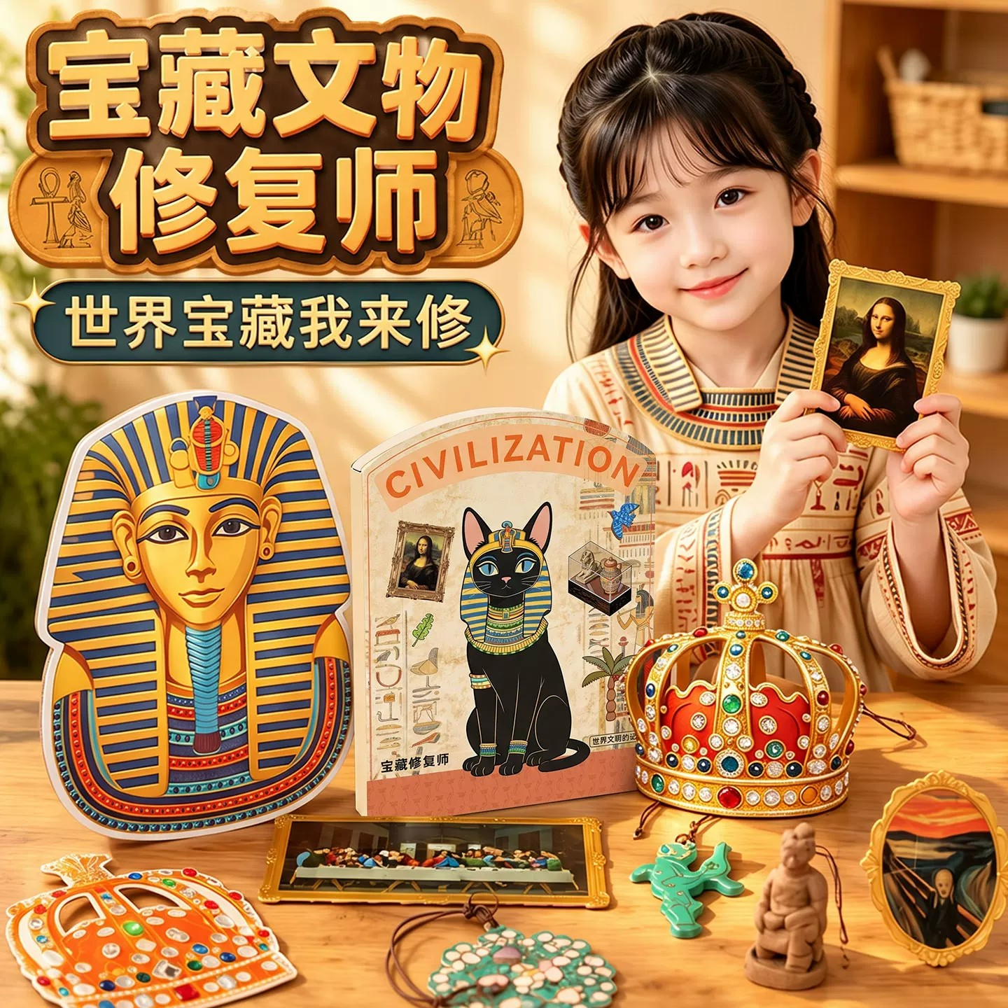 文物复刻手工DIY迷你博物馆古器手作小粉炉冰箱贴材料生日礼物女