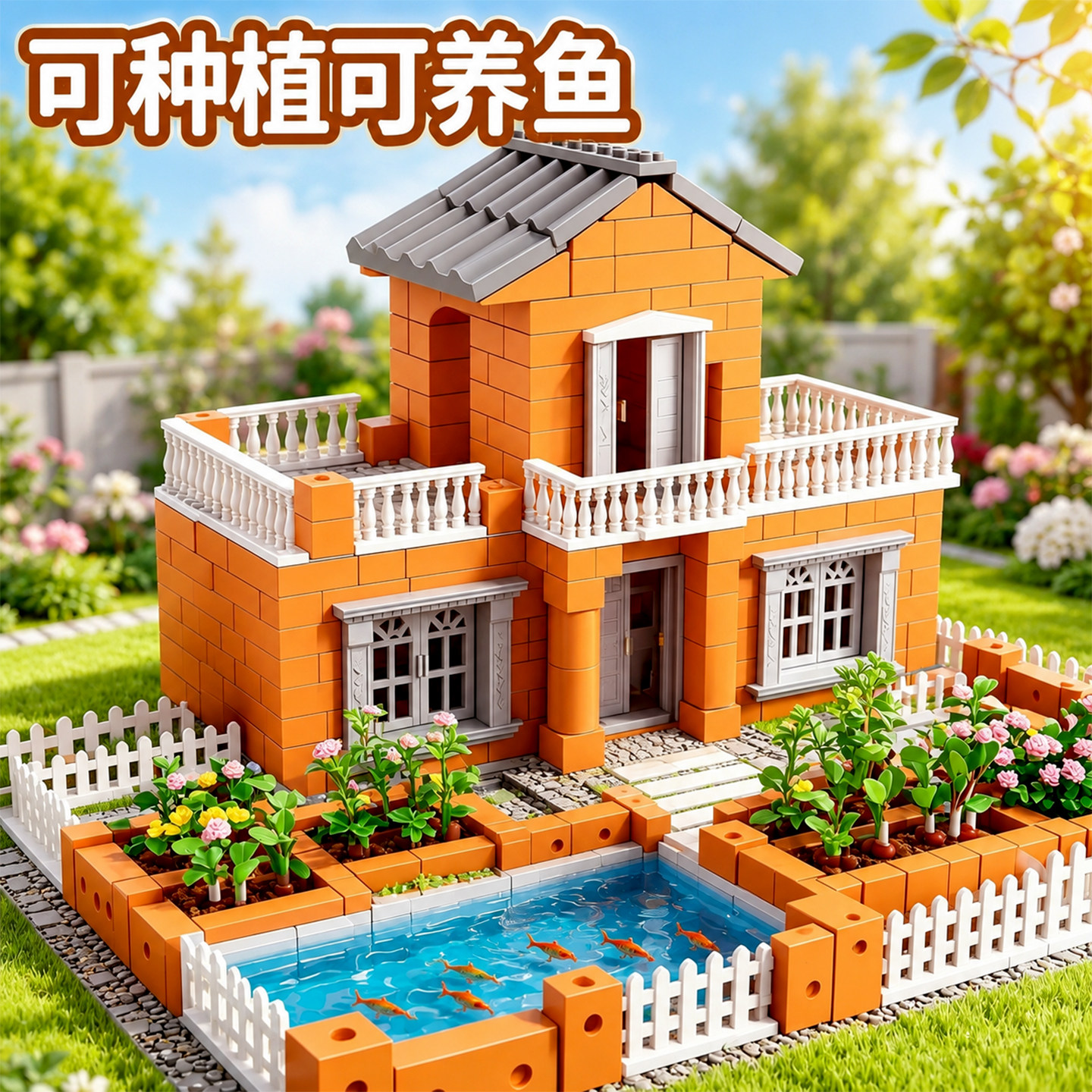 儿童益智积木男孩6-8岁泥瓦匠盖房子砌墙玩具小屋搭建拼装diy手工 - 实物图