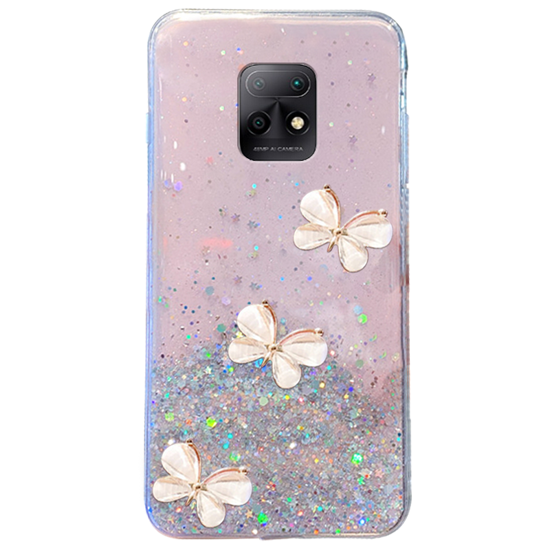 ins冷淡风透明水钻蝴蝶适用小米红米10X手机壳5g4g女生redmi10xpro全包9a防摔note9pro手机套女新