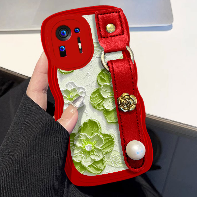 波浪皮质腕带适用小米MIX4手机壳外壳K40Pro冬天13Ultra皮质11Pro秋冬K60E高级感K20Pro新品K30Pro/2024年