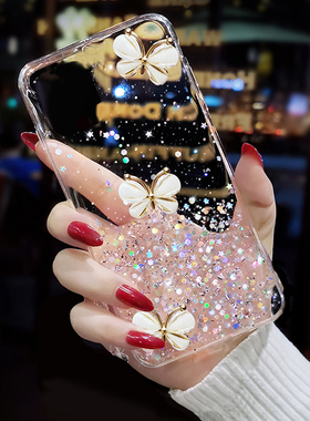 透明闪粉蝴蝶oppofindx3壳手机壳oppofindx3pro手机套新款findx2外壳防摔findx2pro女款创意opf/oppf网红新品